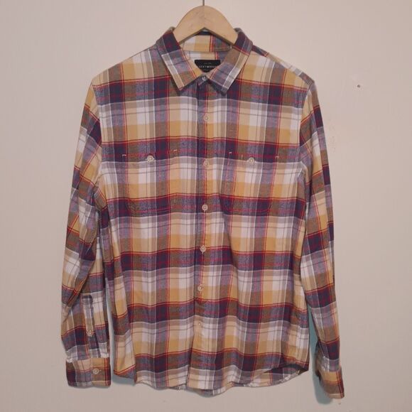 Lucky Brand Saturday Stretch Flannel Button Up Shirt-Medium-Pockets-Casual - Picture 1 of 9